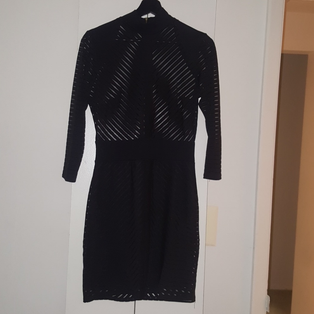 Fashion nova Mesh Striped Sheer Mini Bandage Dress
